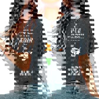 Uttar Pradesh India Vintage India Flag Map Women's Oversized Comfort Colors T-Shirt - Monsterry