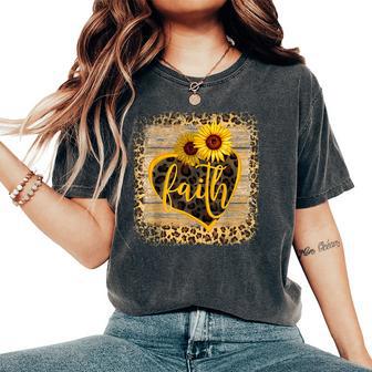 Vintage Faith Cross Sunflower Butterflies Flowers Christians Women's Oversized Comfort T-Shirt - Monsterry