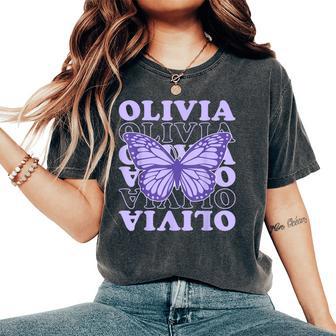 Vintage Olivia First Name I Love Olivia Girl Groovy 80'S Women's Oversized Comfort T-Shirt - Thegiftio UK
