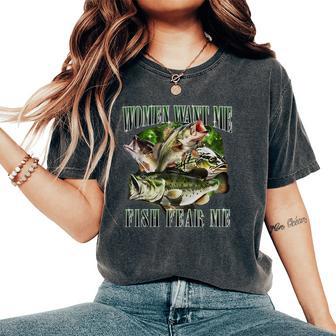 Vintage Want Me Fish Bass Fear Me Fisherman Women's Oversized Comfort T-Shirt - Thegiftio UK