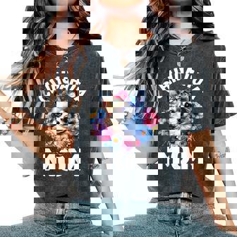 Watercolor Floral Chihuahua Mama Dog Lovers Mother's Day Women's Oversized Comfort T-Shirt | Mazezy