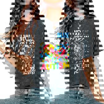 I Wear Blue For My Son Autism Awareness For Autism Mom Women's Oversized Comfort T-Shirt | Mazezy