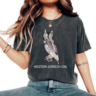 Western Screech-Owl Bird Lover Women's Oversized Comfort Colors T-Shirt - Monsterry
