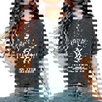 Boating Shirt Women Captain's Wife The Real Captain Women's Oversized Comfort Colors T-Shirt - Monsterry