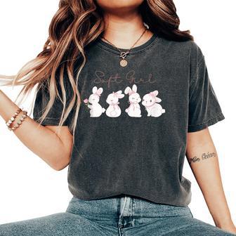 Coquette Bunnies Pink Y2K Soft Girl Aesthetic Pastel Tank Top Women's Oversized Comfort Colors T-Shirt - Monsterry UK