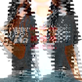 Pink Ho Ho Ho Deer Reindeer Coquette Christmas Cute Girly Women's Oversized Comfort Colors T-Shirt - Monsterry