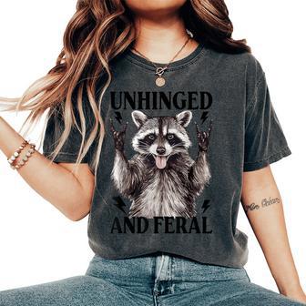 Unhinged And Feral Raccoon Vintage Cartoon Animal Feral Girl Women's Oversized Comfort Colors T-Shirt - Monsterry