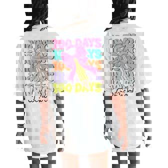 100 Days Of School Teacher Coquette Bow 100Th Day Of School Women's Oversized Comfort T-Shirt Back Print - Monsterry