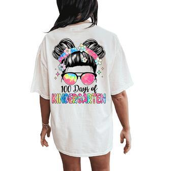 100Th Day Of Kindergarten Teacher Girls 100 Days Of School Women's Oversized Comfort T-Shirt Back Print - Thegiftio UK