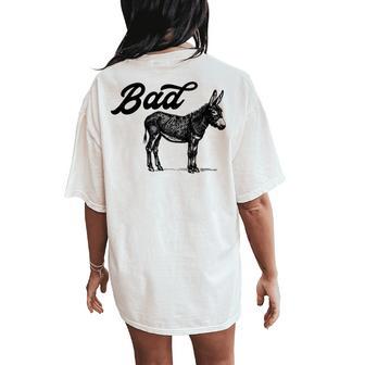 Bad Ass Vintage Distressed Retro Donkey Mule Burro Women's Oversized Comfort T-Shirt Back Print - Thegiftio UK