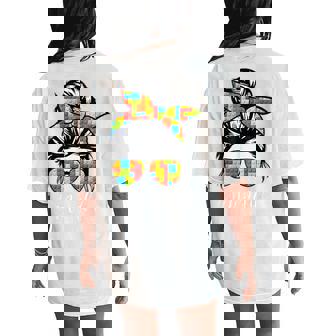 Building Block Messy Bun Mom Life Master Builder Women's Oversized Comfort T-Shirt Back Print | Seseable UK