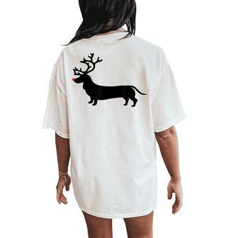 Dachshund Christmas Reindeer Wiener Dog Family Mom Dad Women's Oversized Comfort T-Shirt Back Print - Thegiftio UK