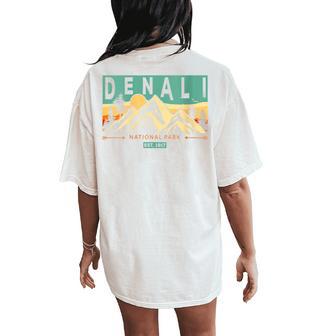 Denali National Park Mountains Nature Retro Sunset Vintage Women's Oversized Comfort T-Shirt Back Print - Thegiftio UK