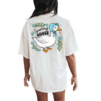 Floral Grammy Goose Cute Silly Goose Mother's Day Womens Women's Oversized Comfort T-Shirt Back Print - Thegiftio UK