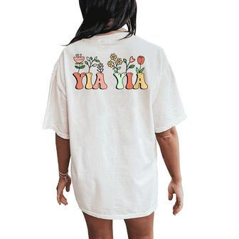 Floral Yia Yia For Grandmother Wildflower Women's Oversized Comfort T-Shirt Back Print - Thegiftio UK