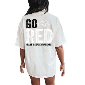 Go Red For American Heart Disease Month Awareness Women's Oversized Comfort T-Shirt Back Print - Thegiftio UK