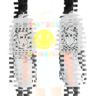 Groovy 100Th Day Of School Vibes Cute 100 Days Of School Women's Oversized Comfort T-Shirt Back Print | Mazezy