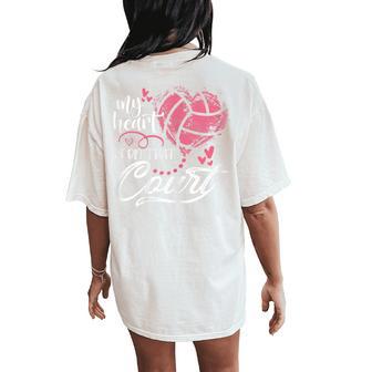 My Heart Is On That Court Volleyball Heart Mother's Day Women's Oversized Comfort T-Shirt Back Print - Thegiftio UK