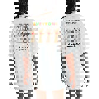 Idaho Teacher Everyone Is Welcome Here Fist Hand Support Women's Oversized Comfort T-Shirt Back Print | Mazezy