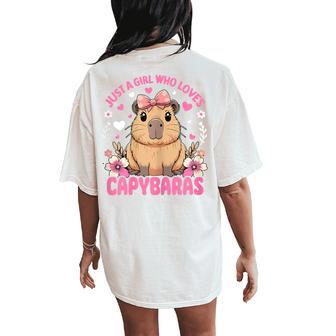 Just A Girl Who Loves Capybaras Graphic Women's Oversized Comfort T-Shirt Back Print - Thegiftio UK
