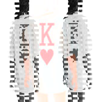 King Of Hearts And Queen Of Hearts Couples Matching Pajama Women's Oversized Comfort T-Shirt Back Print - Monsterry