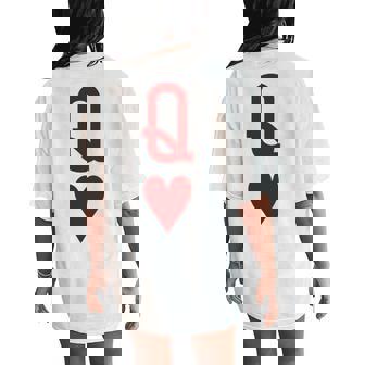 Queen Of Hearts And King Of Hearts Couples Matching Pajama Women's Oversized Comfort T-Shirt Back Print | Seseable UK