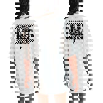 Retro Checkered Mama Coquette Bow Mama Floral Women's Oversized Comfort T-Shirt Back Print - Thegiftio