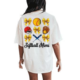 Retro Cute Softball Mimi Bow Softball Mom Women Women's Oversized Comfort T-Shirt Back Print - Thegiftio UK