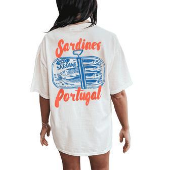 Sardines Tinned Fish Retro Graphic For Women Women's Oversized Comfort T-Shirt Back Print - Thegiftio UK