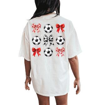 Soccer Coquette Bow Soccer Mama Soccer Mom Women's Oversized Comfort T-Shirt Back Print - Thegiftio UK