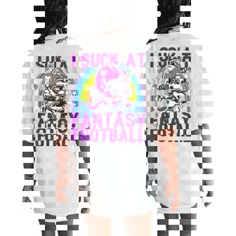 I Suck At Fantasy Football Unicorn Rainbow Loser Men Women's Oversized Comfort T-Shirt Back Print - Thegiftio