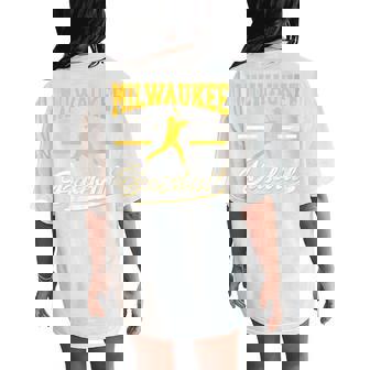 Vintage Home Run Milwaukee Baseball Women's Oversized Comfort T-Shirt Back Print - Monsterry