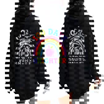 100 Days Brighter Rainbow Happy 100Th Days School Colorful Women Oversized Hoodie Back Print | Mazezy