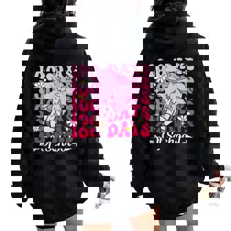 100 Days Of School Coquette Bow 100Th Day Of School Girls Women Oversized Hoodie Back Print | Mazezy