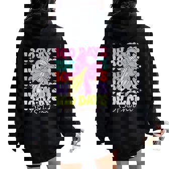 100 Days Of School Teacher Coquette Bow 100Th Day Of School Women Oversized Hoodie Back Print - Seseable