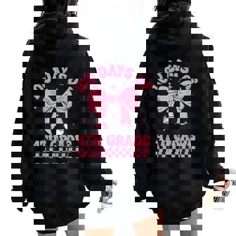 100Th Day Of School Coquette Bow 100 Days Of 4Th Grade Women Oversized Hoodie Back Print - Seseable