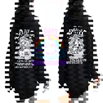 100Th Days Of Kindergarten Unicorn Girls 100 Days Of School Women Oversized Hoodie Back Print - Seseable