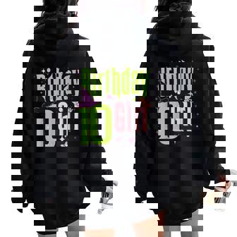 10Th Birthday Witch Pink Green 10 Year Old Birthday Girl Women Oversized Hoodie Back Print | Mazezy