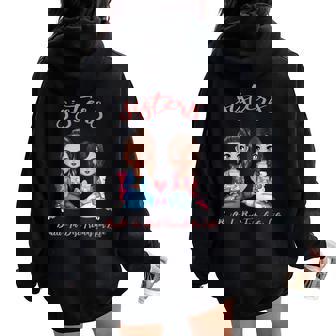 2 Sisters Anime Chibi Girls Built-In Best Friends For Life Women Oversized Hoodie Back Print | Mazezy