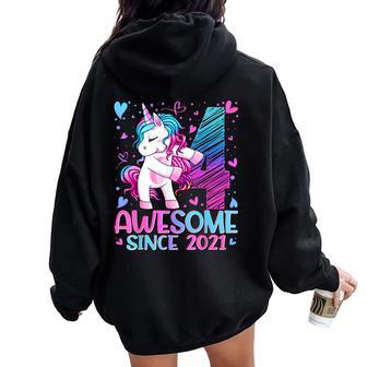 4 Year Old Unicorn For Girls 4Th Birthday Girl Party Women Oversized Hoodie Back Print - Thegiftio UK