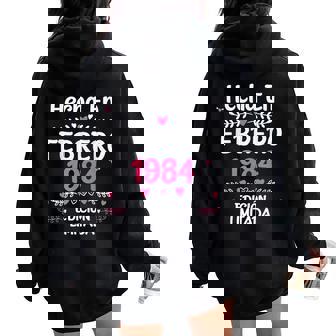 41 Cumpleaños 41 Años Hecha En 1984 Febrero Women Oversized Hoodie Back Print - Regaloses