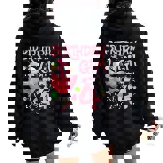 4th Birthday Girls Flamingo 4 Years Old Tropical Flamingo Women Oversized Hoodie Back Print - Monsterry