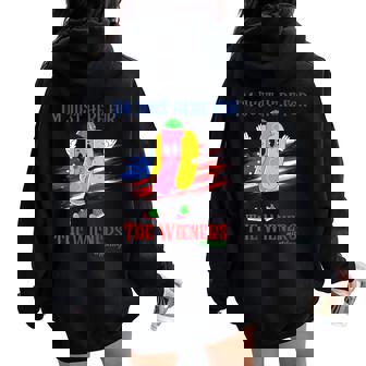4Th Of July I'm Just Here For The Wieners Hot Dog USA Flag Women Oversized Hoodie Back Print - Monsterry
