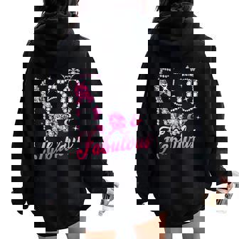 50 Fabulous 50th Birthday Women Girl Queen Crown High Heel Women Oversized Hoodie Back Print - Monsterry