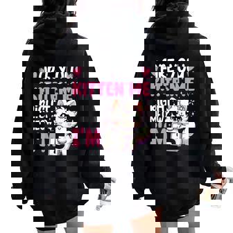 5Th Birthday Girl 5Yr Five 5 Year Old Kitten Cat Bday Women Oversized Hoodie Back Print - Seseable