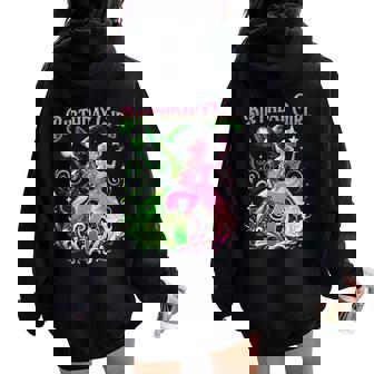 7Th Birthday Witch Pink And Green 7 Year Old Birthday Girls Women Oversized Hoodie Back Print - Seseable