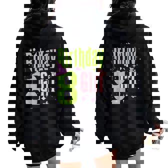 8Th Birthday Witch Pink And Green 8 Year Old Birthday Girl Women Oversized Hoodie Back Print - Seseable