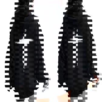 Abstract Christian Jesus Cross Women Oversized Hoodie Back Print - Monsterry
