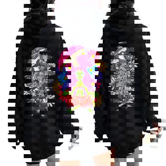 Alien Hippie Yoga Girl Méditer La Méditation Spirituelle Sweat à capuche oversize pour femme avec imprimé dans le dos - Cadeauxyz