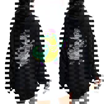 Aligator Crocodiles Mardi Gras Costume Mardi Gras Women Oversized Hoodie Back Print | Mazezy